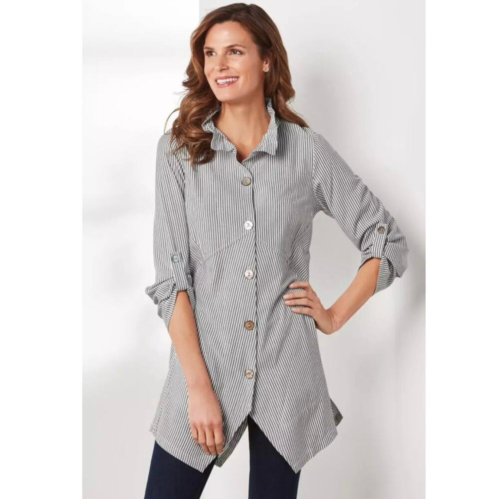 Soft Surroundings Sasha Striped Tunic Top Size Medium